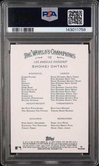 Graded 2025 Topps Allen & Ginter Shohei Ohtani #132 Baseball Card PSA 10 Gem Mint