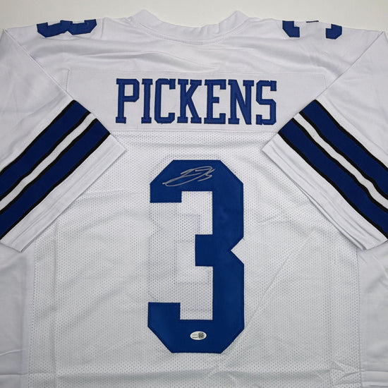 Autographed/Signed George Pickens Dallas White Football Jersey JSA COA