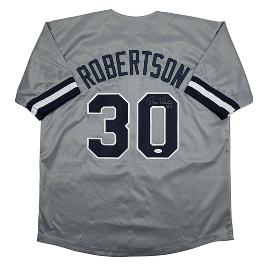 Autographed/Signed David Robertson New York Grey Baseball Jersey JSA COA