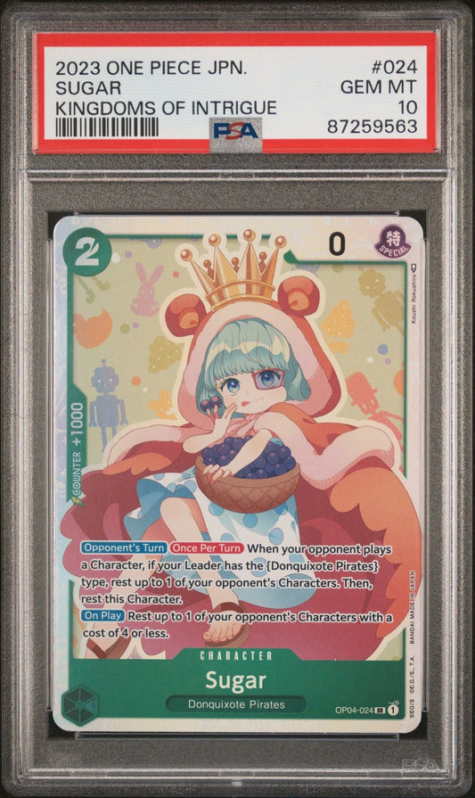 Graded 2023 One Piece Sugar #024 OP04 Kingdom of Intrigue Trading Card Game PSA 10 Gem Mint