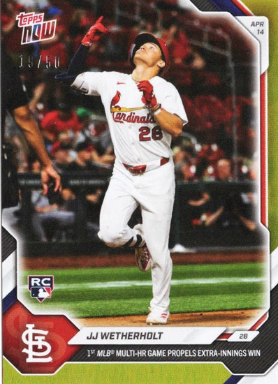 2026 Topps Now JJ Wetherholt #86 Gold Foil /10 1st MLB Multi Home Run Game Propels Extra Innings Win St Louis Cardinals Rookie RC Baseball Card
