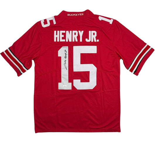 Autographed/Signed Chris Henry Jr. Ohio State Red College Football Jersey JSA COA