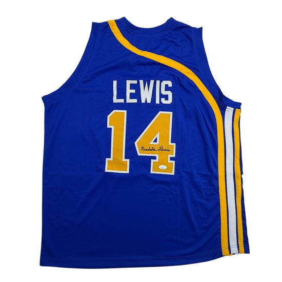 Autographed/Signed Freddie Lewis Indiana Blue Basketball Jersey JSA COA