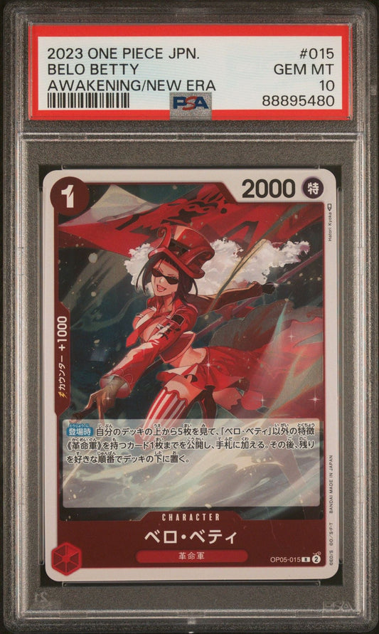Graded 2023 One Piece Japanese elo Betty #015 Awakening of a New Era OP05 Trading Card Game PSA 10 Gem Mint