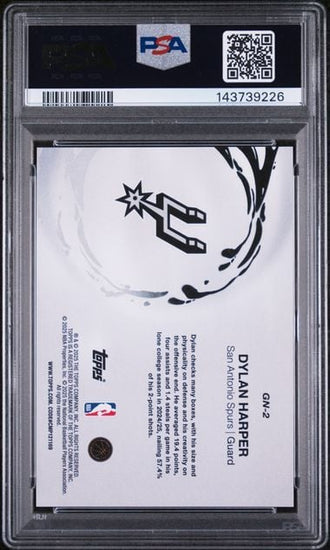 Graded 2025 Topps Dylan Harper #GN2 Generation Now Holo Foil Rookie RC Basketball Card PSA 10 Gem Mint