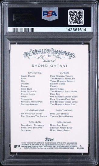 Graded 2022 Topps Allen & Ginter Shohei Ohtani #58 Baseball Card PSA 9 Mint