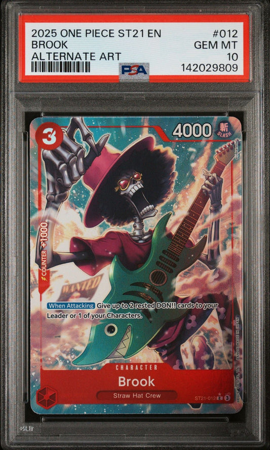 Graded 2025 One Piece Brook #012 ST21 Alt Art Trading Card Game PSA 10 Gem Mint