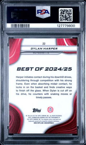 Graded 2024 Topps Bowman U Best Dylan Harper #22 Rookie RC Basketball Card PSA 10 Gem Mint