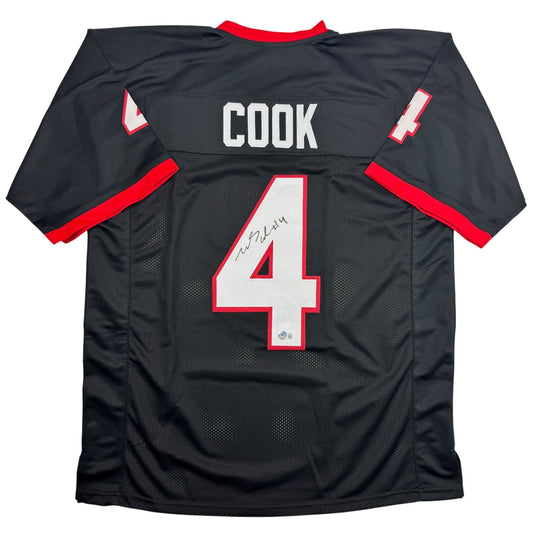 Autographed/Signed James Cook Georgia Black College Football Jersey Beckett BAS COA