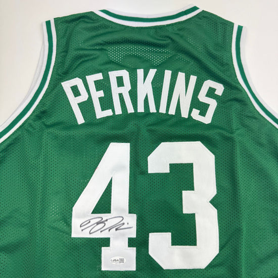 Autographed/Signed Kendrick Perkins Boston Green Basketball Jersey JSA COA