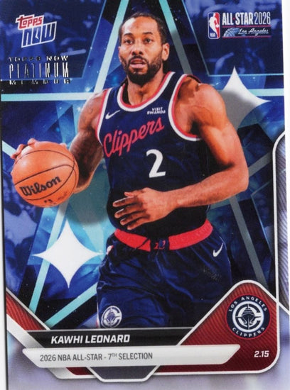 2025 Topps Now Kawhi Leonard #AS19 2026 NBA All Star 7th Selection Los Angeles Clippers Basketball Card