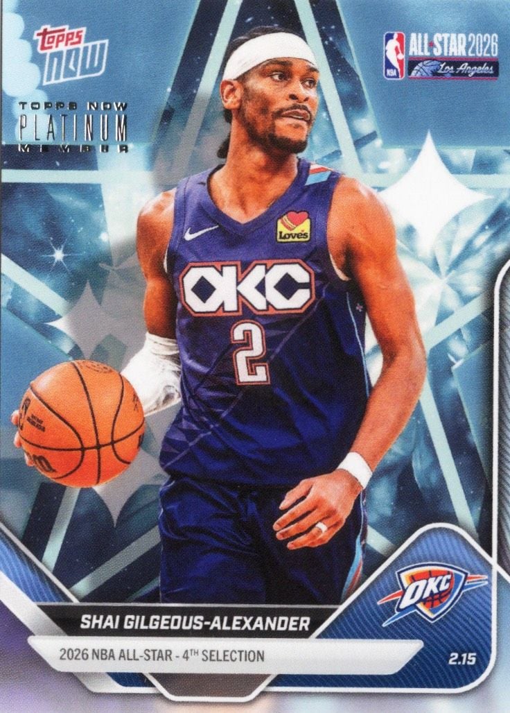 2025 Topps Now Shai Gilgeous-Alexander #AS11 2026 NBA All Star 4th Selection Oklahoma City Thunder Basketball Card