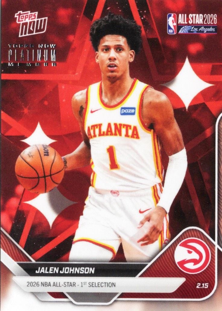 2025 Topps Now Jalen Johnson #AS9 2026 NBA All Star 1st Selection Atlanta Hawks Basketball Card