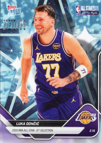 2025 Topps Now Luka Doncic #AS8 2026 NBA All Star 6th Selection Los Angeles Lakers Basketball Card