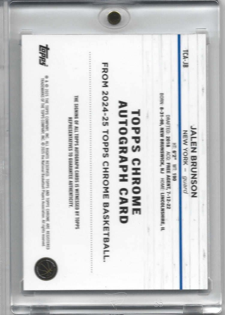 2024 Topps Chrome Jalen Brunson #TCAJB 5/5 Red Geometric Auto Basketball Card
