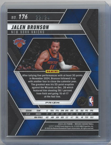 2024 Panini Mosaic Jalen Brunson #176 /24 Purple Snakeskin Basketball Card