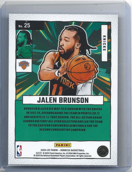 2024 Panini Donruss Jalen Brunson #25 /99 Net Marvels Holo Blue Basketball Card