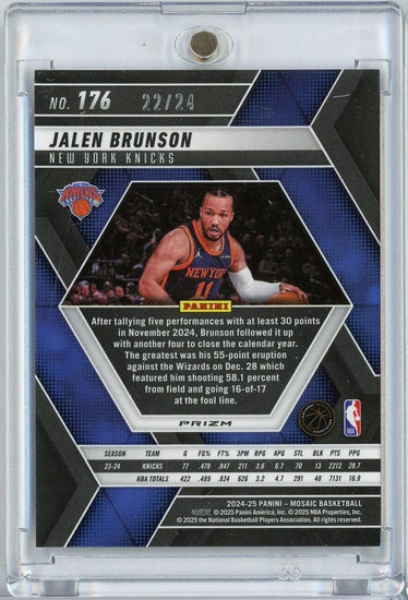 2024 Panini Mosaic Jalen Brunson #176 /24 Purple Snakeskin Basketball Card