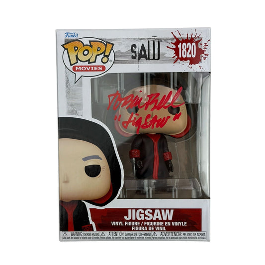 Autographed/Signed Tobin Bell Jigsaw Saw Funko Pop #1820 Movie Figurine Toy JSA COA