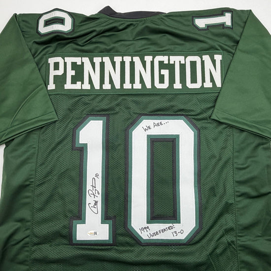 Autographed/Signed Chad Pennington Marshall Green College Football Jersey JSA COA