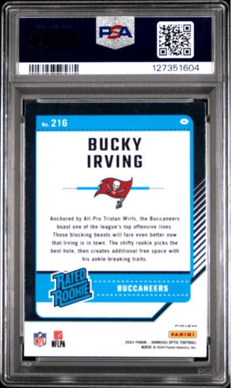 Graded 2024 Panini Donruss Optic Bucky Irving #216 Stars Rookie RC Football Card PSA 10 Gem Mint