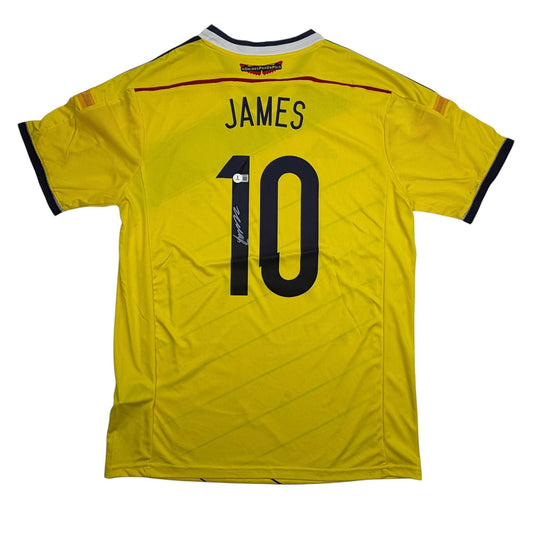 Autographed/Signed James Rodriguez Columbia Yellow Soccer Futbol Jersey Beckett BAS COA