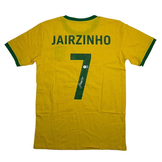 Autographed/Signed Jairzinho Brazil Yellow Soccer Futbol Jersey Beckett BAS COA
