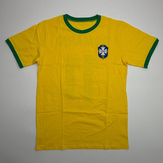Autographed/Signed Romario Brazil Yellow Soccer Futbol Jersey Beckett BAS COA