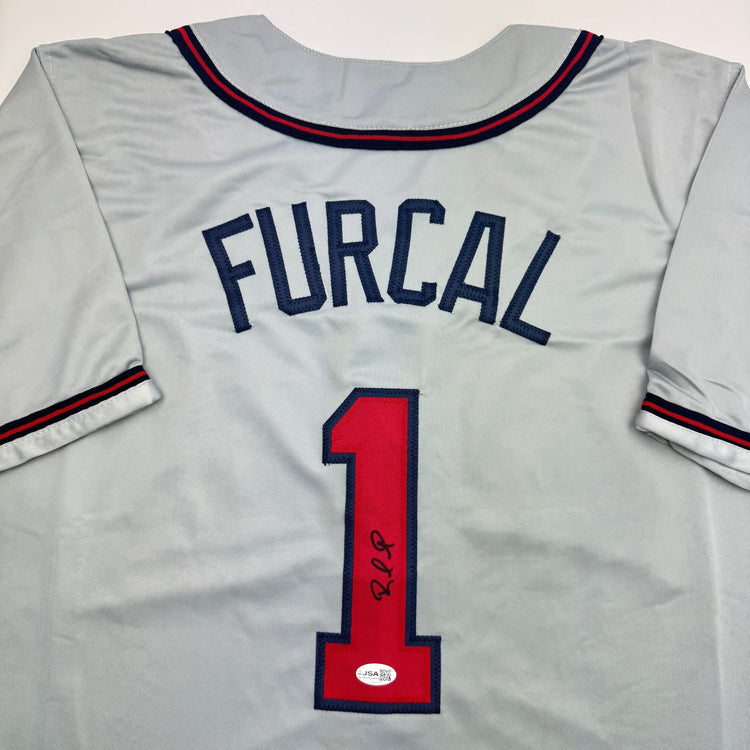 Autographed/Signed Rafael Furcal Atlanta Grey Baseball Jersey JSA COA