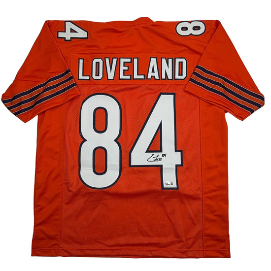 Autographed/Signed Colston Loveland Chicago Orange Football Jersey Beckett BAS COA