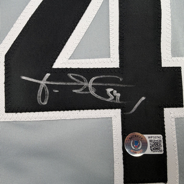 Autographed/Signed Freddy Garcia Chicago Grey Baseball Jersey Beckett BAS COA