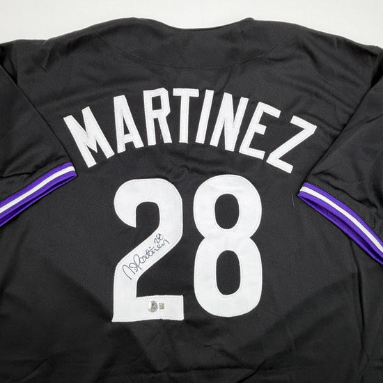 Autographed/Signed Nick Martinez Tampa Bay Black Baseball Jersey Beckett BAS COA