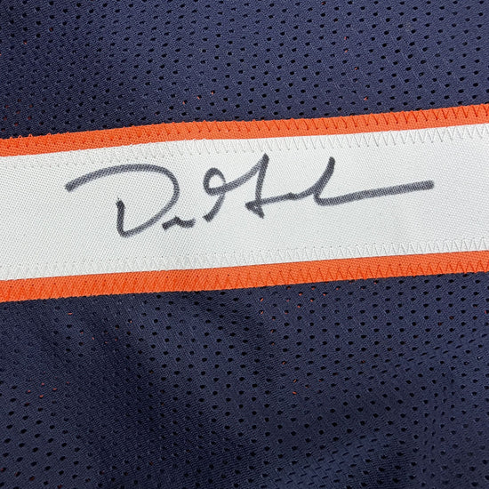 Autographed/Signed Dre Greenlaw Denver Blue Football Jersey Beckett BAS COA