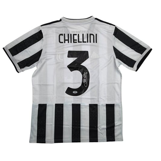 Autographed/Signed Giorgio Chiellini Juventus White Soccer Futbol Jersey Beckett BAS COA