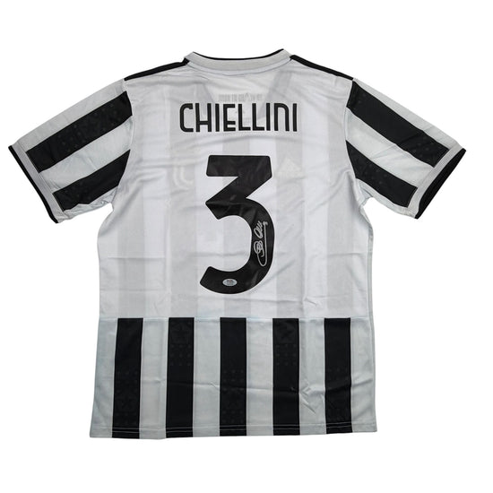 Autographed/Signed Giorgio Chiellini Juventus White Soccer Futbol Jersey Beckett BAS COA