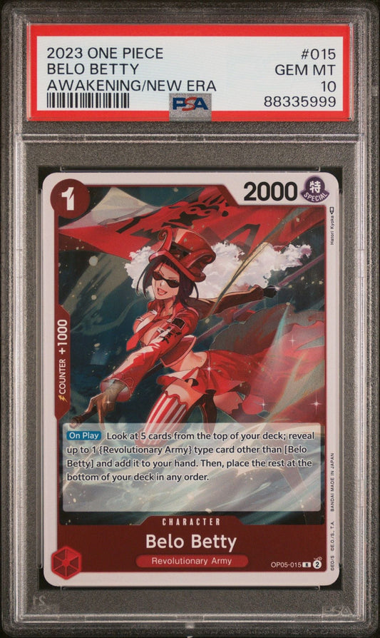 Graded 2023 One Piece Belo Betty #015 Awakening of a New Era OP05 Trading Card Game PSA 10 Gem Mint