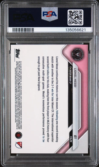 Graded 2025 Topps Now MLS Lionel Messi #61 4th Straight Multi-Goal Match Soccer Card PSA 10 Gem Mint