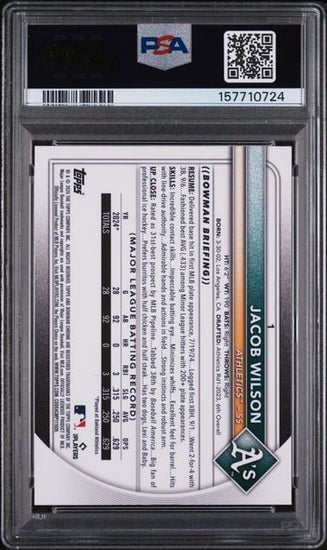 Graded 2025 Bowman Chrome Mega Box Jacob Wilson #1 75/75 Yellow Refractor Rookie RC Baseball Card PSA 10 Gem Mint