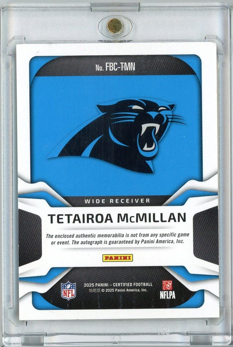 2025 Panini Certified Tetairoa McMillan #FBCTMN /10 Keep Pounding Freshman Fabric RPA Auto Rookie RC Football Card