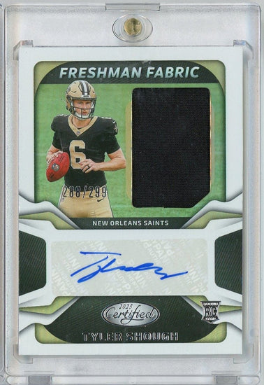 2025 Panini Certified Tyler Shough #FBCTSH /299 Freshman Fabric RPA Auto Rookie RC Football Card