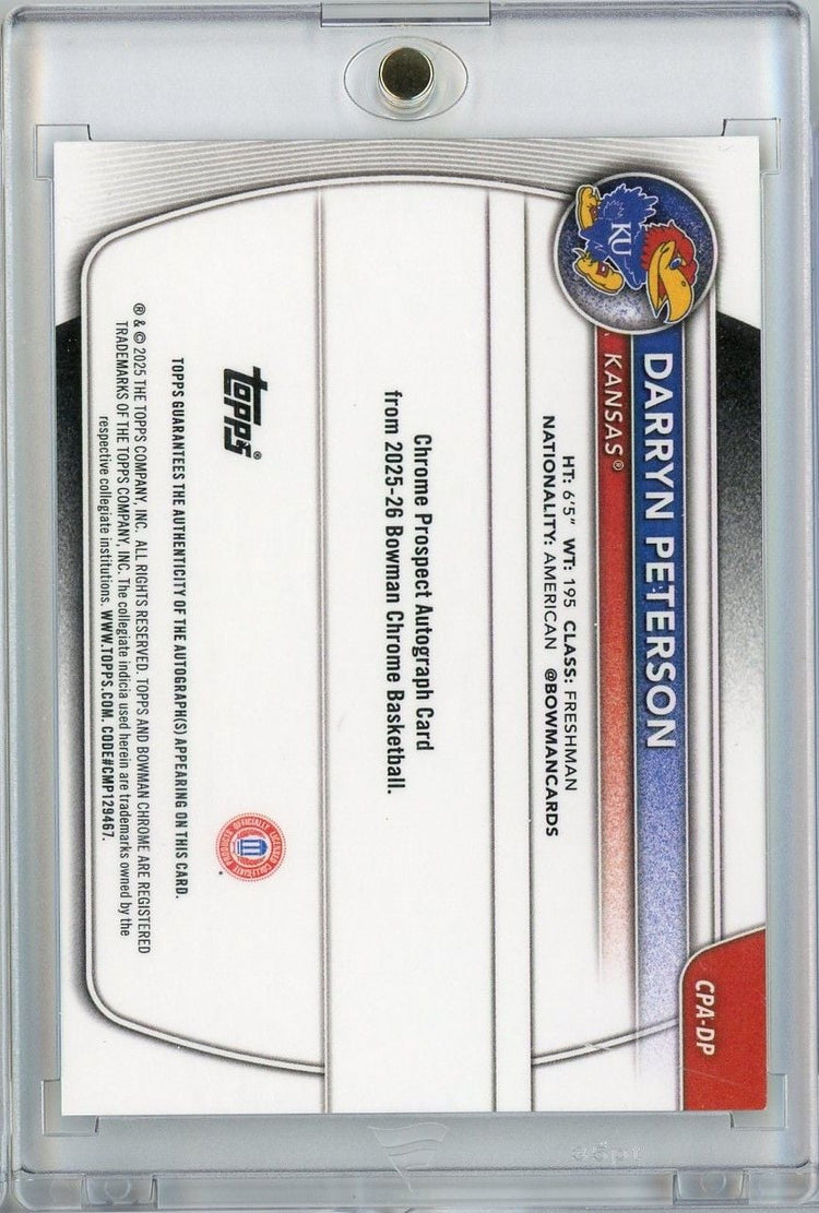 2025 Bowman U Chrome Darryn Peterson #CPADP /99 Green Reptilian Auto Rookie RC Basketball Card