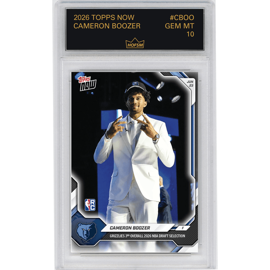 Graded 2026 Topps Now Cameron Boozer #CBOO Grizzlies 3rd Overall 2026 NBA Draft Selections Memphis Grizzlies Rookie RC Basketball Card HOFSM 10 Gem Mint
