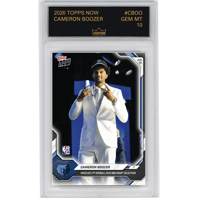 Graded 2026 Topps Now Cameron Boozer #CBOO Grizzlies 3rd Overall 2026 NBA Draft Selections Memphis Grizzlies Rookie RC Basketball Card HOFSM 10 Gem Mint