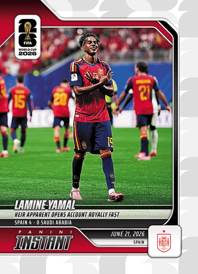 2026 Panini Instant FIFA World Cup Lamine Yamal #79 Heir Apparent Opens Account Royally Fast Spain Soccer Card