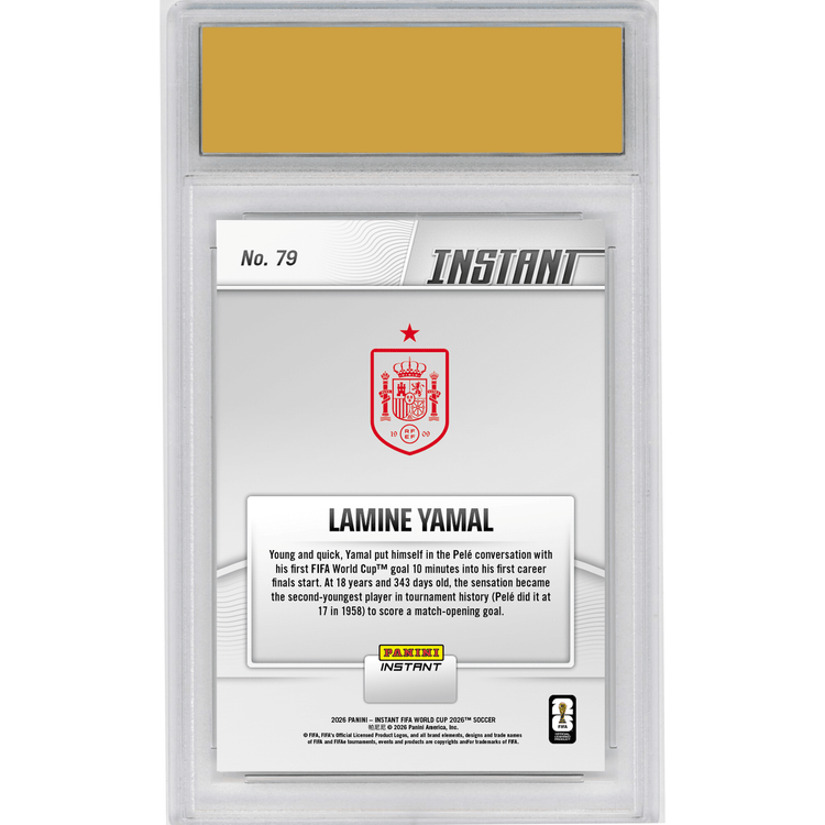Graded 2026 Panini Instant FIFA World Cup Lamine Yamal #79 Heir Apparent Opens Account Royally Fast Spain Soccer Card HOFSM 10 Gem Mint