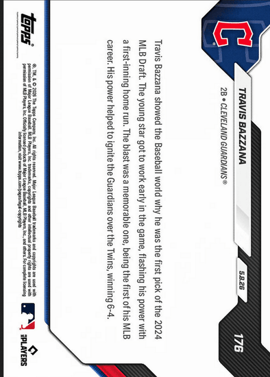 2026 Topps Now Travis Bazzana #176 Orange Foil /25 Top Prospect's 1st Home Run Caps Off Memorable Night Cleveland Guardians Rookie RC Baseball Card