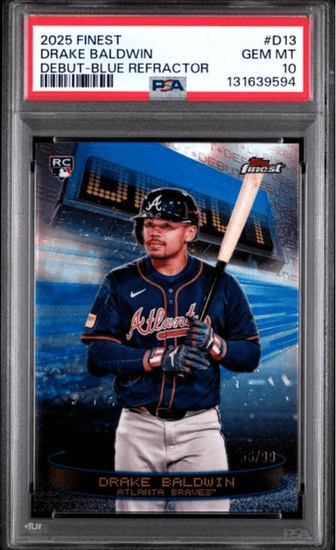Graded 2025 Topps Finest Drake Baldwin #D13 Debut Blue Refractor /99 Rookie RC Baseball Card PSA 10 Gem Mint