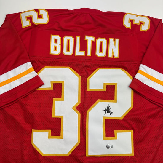 Autographed/Signed Nick Bolton Kansas City Red Football Jersey Beckett BAS COA