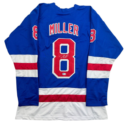 Autographed/Signed JT J.T. Miller New York Rangers Blue Hockey Jersey Beckett BAS COA