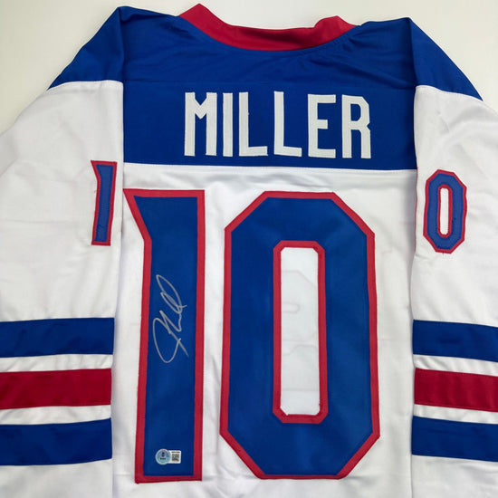 Autographed/Signed JT J.T. Miller Team USA White Hockey Jersey Beckett BAS COA
